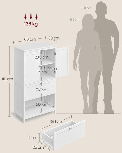 MIDI SKŘÍŇKA, bílá, 60/110/30 cm MID.YOU - Koupelnové série, Online Only