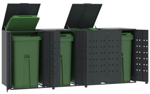 Box na 4 popelnice antracitový 276 x 79 x 117 cm ocel