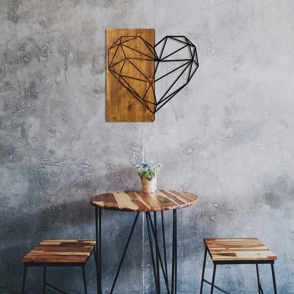 ASIR Nástěnná dekorace GEOMETRICKÉ SRDCE 58 cm kov, dřevo
