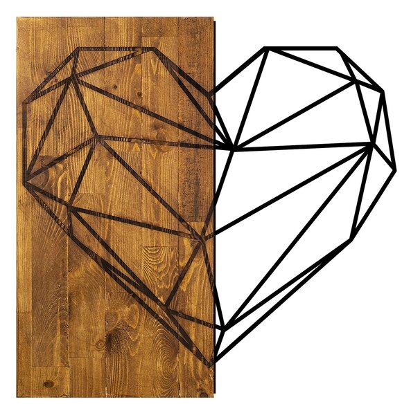ASIR Nástěnná dekorace GEOMETRICKÉ SRDCE 58 cm kov, dřevo