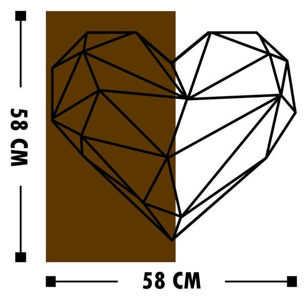 ASIR Nástěnná dekorace GEOMETRICKÉ SRDCE 58 cm kov, dřevo