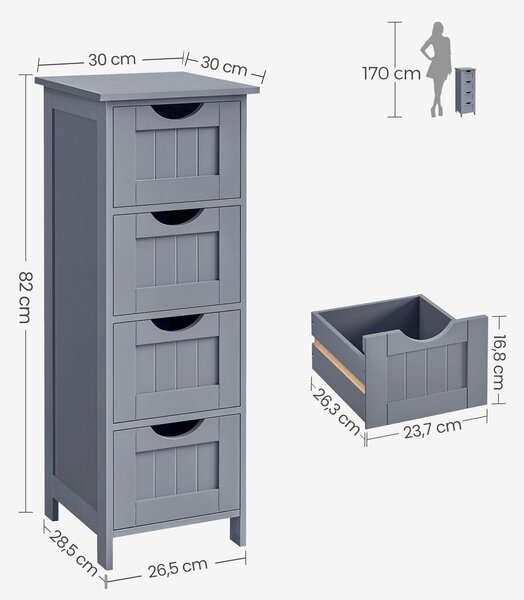 MIDI SKŘÍŇKA, šedá, 30/82/30 cm MID.YOU - Koupelnové série, Online Only