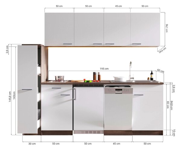 KUCHYŇSKÝ BLOK 225 cm Respekta - Online Only kuchyňské linky, Online Only