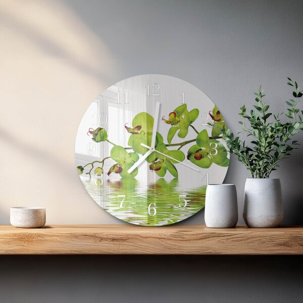 Skleněné hodiny na stěnu Orchidej zsob-fi30-00079049