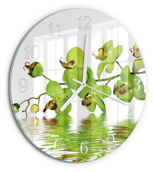 Skleněné hodiny na stěnu Orchidej zsob-fi30-00079049