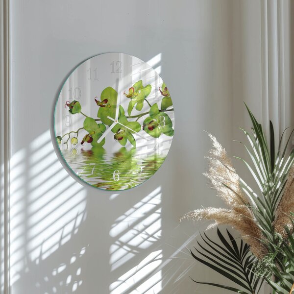 Skleněné hodiny na stěnu Orchidej zsob-fi30-00079049