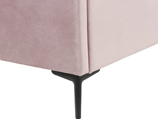 Postel s úložným prostorem Umělý samet SEZANNE 180 x 200 cm Růžová