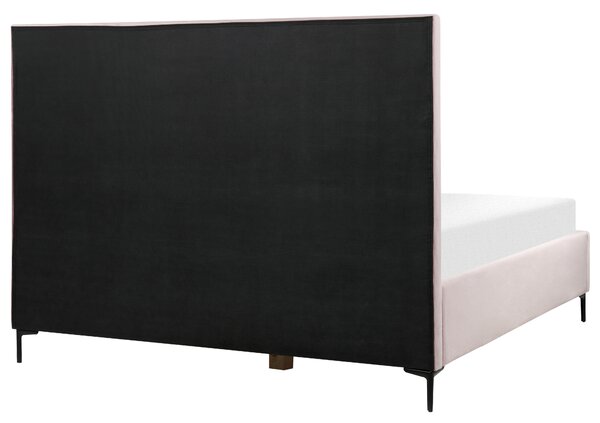 Postel s úložným prostorem Umělý samet SEZANNE 180 x 200 cm Růžová