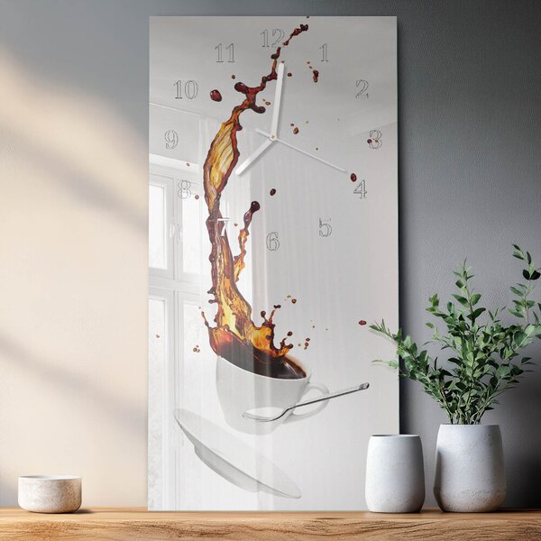 Skleněné hodiny vertikální Káva zsppb-30x60-00058712