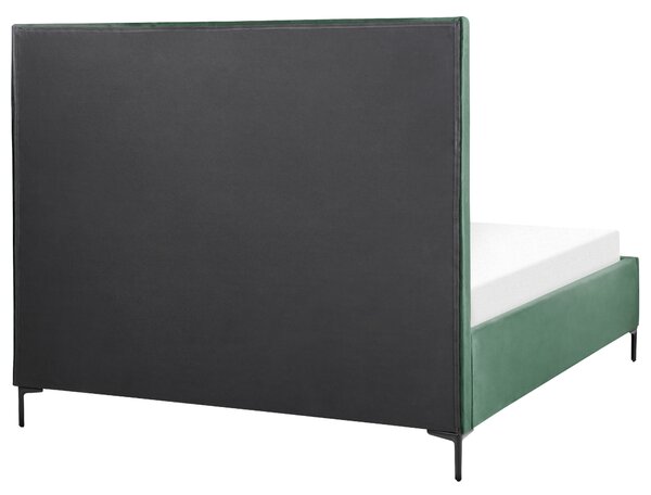 Postel s úložným prostorem Umělý samet SEZANNE 160 x 200 cm Tmavě zelená