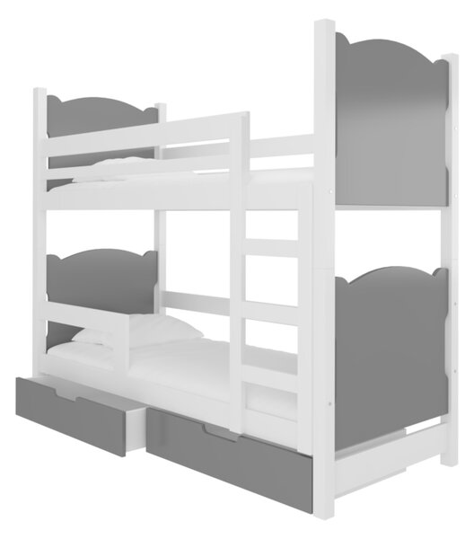 Dětská patrová postel BALADA, 180x75, bílá/šedá