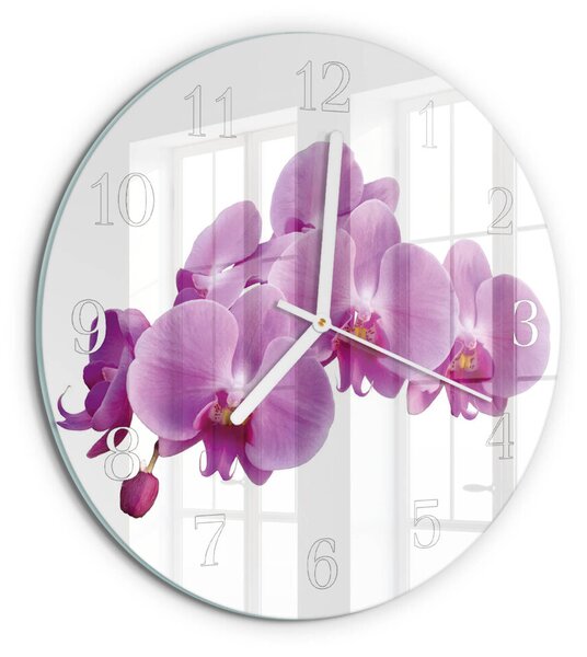 Skleněné hodiny na stěnu Orchidej zsob-fi30-00081066