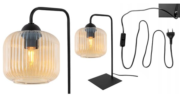 Stolní lampa Riffle, 1x medové skleněné stínítko