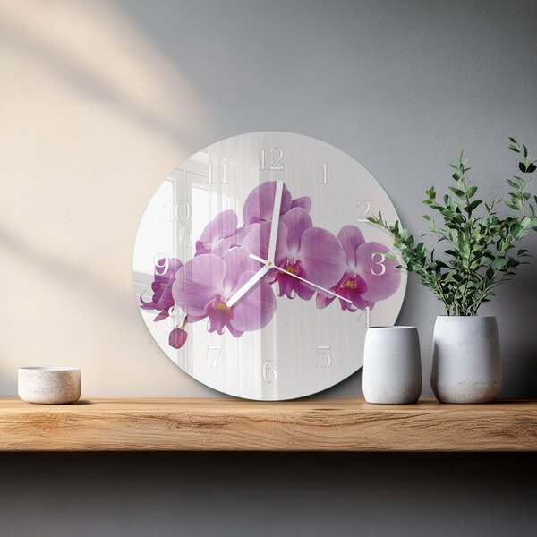 Skleněné hodiny na stěnu Orchidej zsob-fi30-00081066