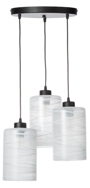 Light for home - Závěsné svítidlo 60566 "FLORENCE" s třemi bílými skleněnými stínidly z foukaného skla., 3x60W, E27, Černá