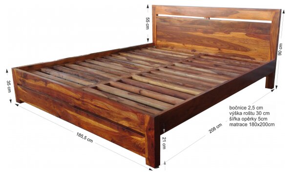 Postel Gani 180x200 z indického masivu palisandr