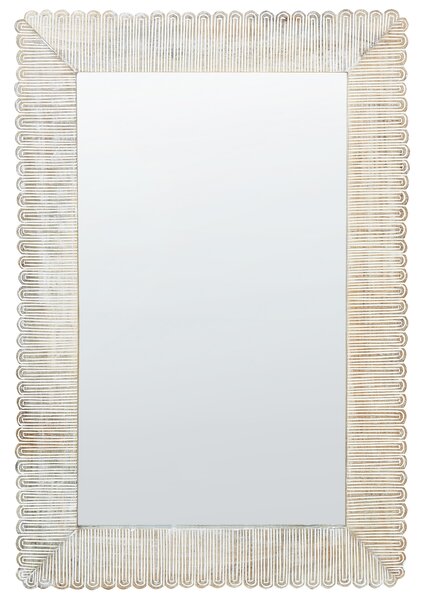 Dřevěné nástěnné zrcadlo 63 x 94 cm bílé BAUGY