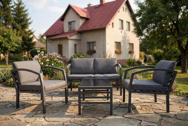 Doppler BELLARIA LOUNGE zahradní sedací souprava 2+1+1 černá/šedá