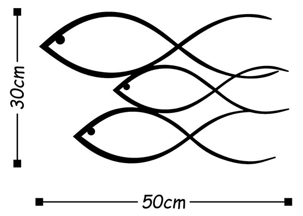 ASIR Nástěnná kovová dekorace RYBY 50 cm