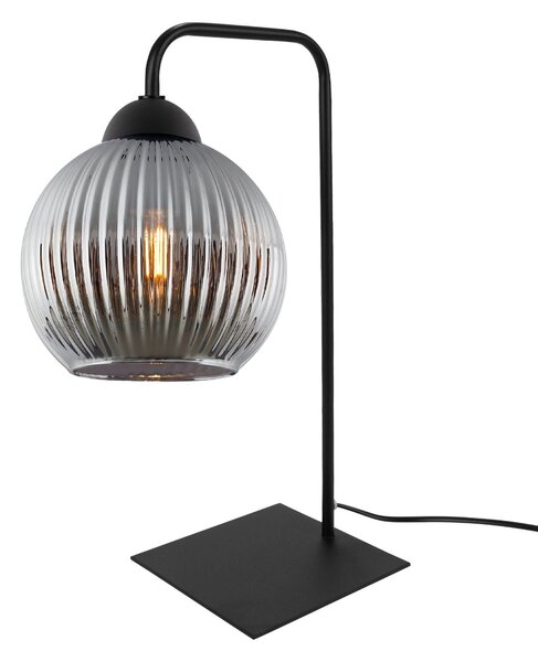 Stolní lampa Riffle Round, 1x grafitové skleněné stínítko