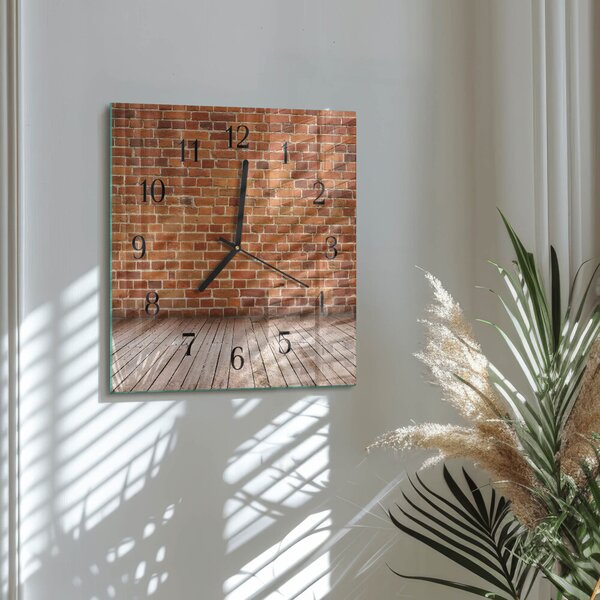 Skleněné hodiny na stěnu Cihlová zeď zskc-30x30-00185228