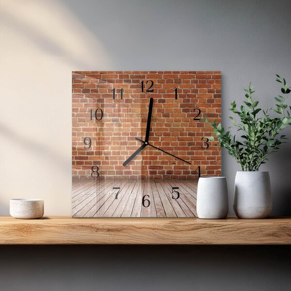 Skleněné hodiny na stěnu Cihlová zeď zskc-30x30-00185228