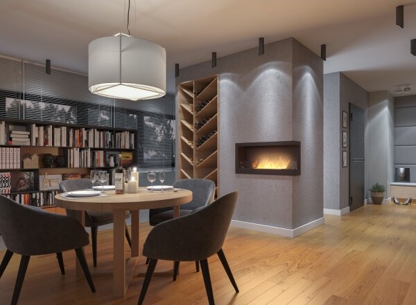 InFire - Rohový BIO krb 45x90 cm 3kW černá