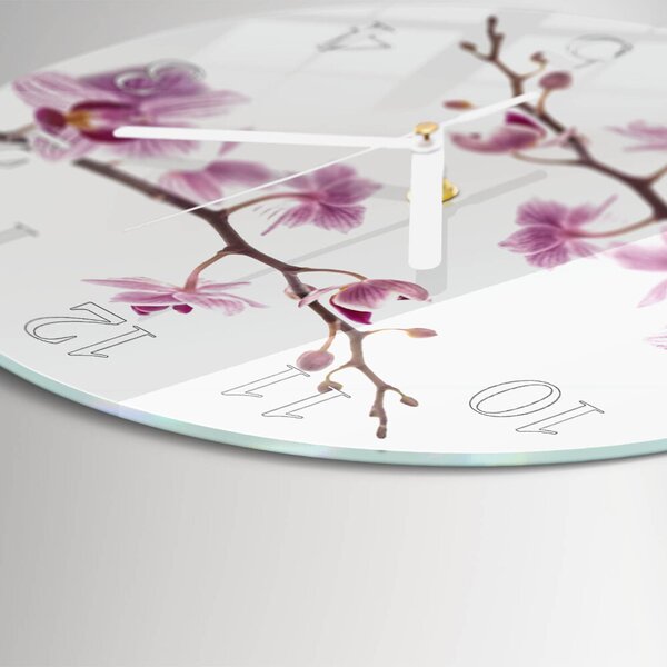 Skleněné hodiny na stěnu Orchidej zsob-fi30-00079536