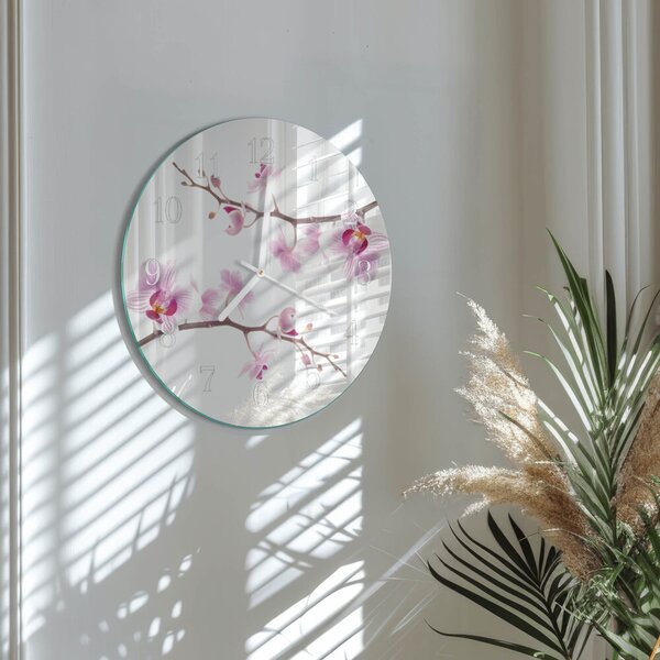 Skleněné hodiny na stěnu Orchidej zsob-fi30-00079536