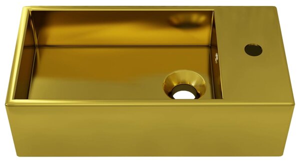 Umyvadlo s přepadem - keramika - zlaté | 49x25x15 cm