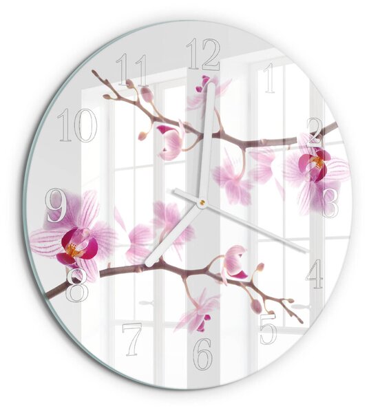 Skleněné hodiny na stěnu Orchidej zsob-fi30-00079536