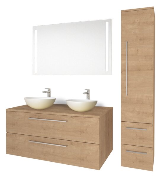 Mereo, Mereo Bino, koupelnová skříňka s umyvadlem z litého mramoru 81 cm, dub Arlington, MER-CN621M