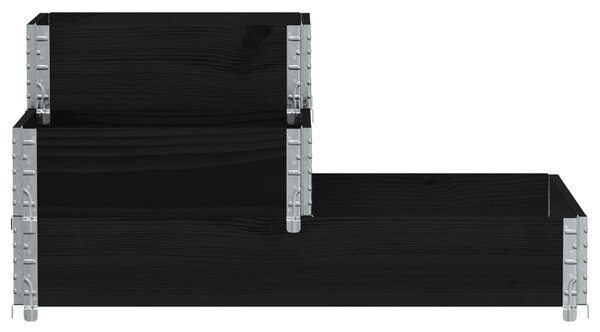 3patrový vyvýšený záhon černý 120 x 80 cm masivní borové dřevo