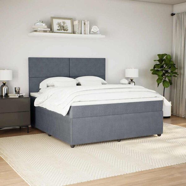Box spring postel s matrací tmavě šedá 180x200 cm samet 3292401