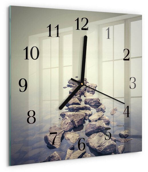 Skleněné hodiny na stěnu Břeh řeky zskc-30x30-00182837