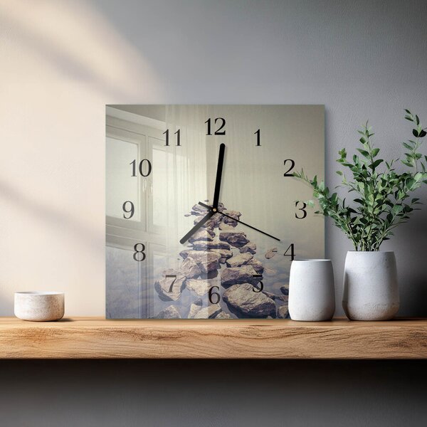 Skleněné hodiny na stěnu Břeh řeky zskc-30x30-00182837