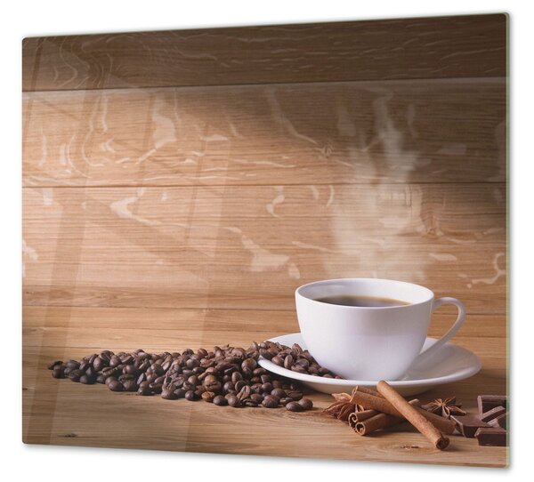 Ochranná deska bílý hrnek, káva a koření - 40x40cm / S lepením na zeď