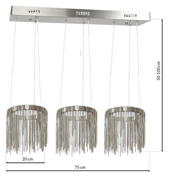 Závěsné LED svítidlo Cascata, 1x LED 54w, 3000k, ch