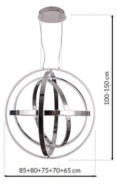 Závěsné LED svítidlo Copernicus, 5x LED 260w, 3000k, ch