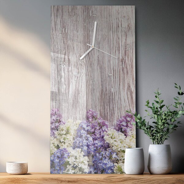 Skleněné hodiny vertikální Šeřík zsppb-30x60-00058910