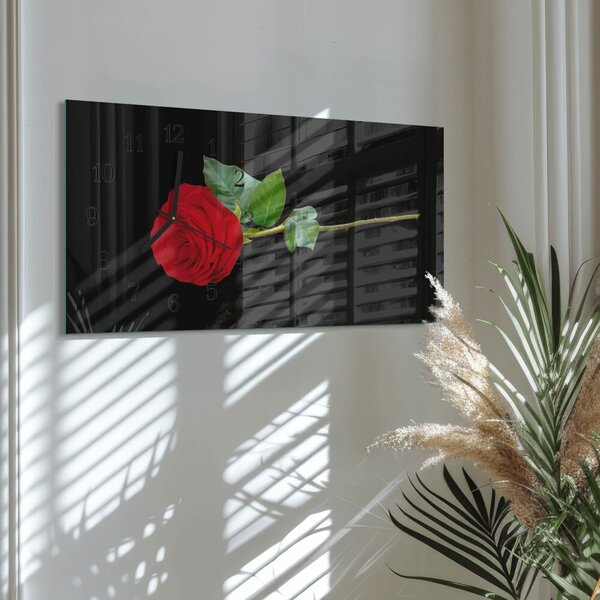 Skleněné hodiny horizontální Růže zsppc-60x30-00295316