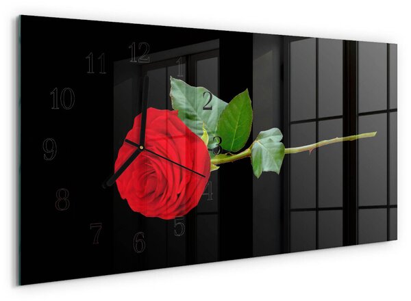 Skleněné hodiny horizontální Růže zsppc-60x30-00295316