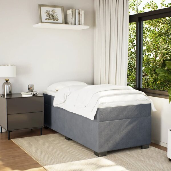 Box spring postel s matrací tmavě šedá 80 x 200 cm samet 3285246