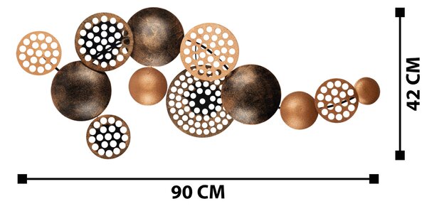 ASIR Kovová nástěnná dekorace MĚDĚNÉ BUBLINY 90 cm