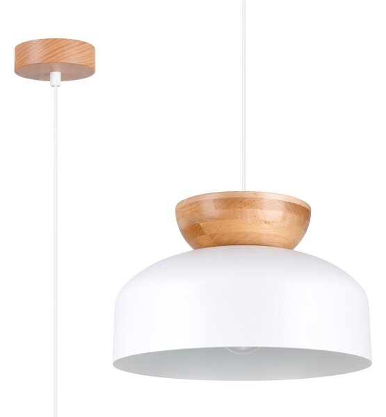 Sollux SL.1350 - Lustr na lanku MARION 1xE27/15W/230V pr. 29,5 cm bílá