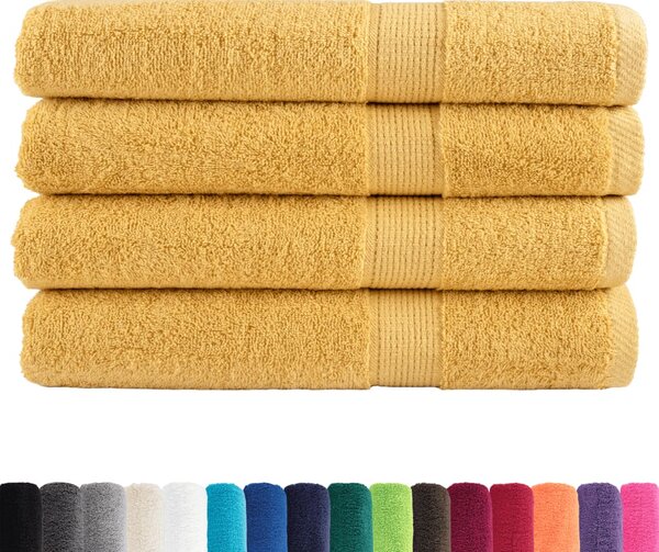 Prémiové saunové osušky SOLUND 4 ks zlaté 80x200 cm 600 g/m²
