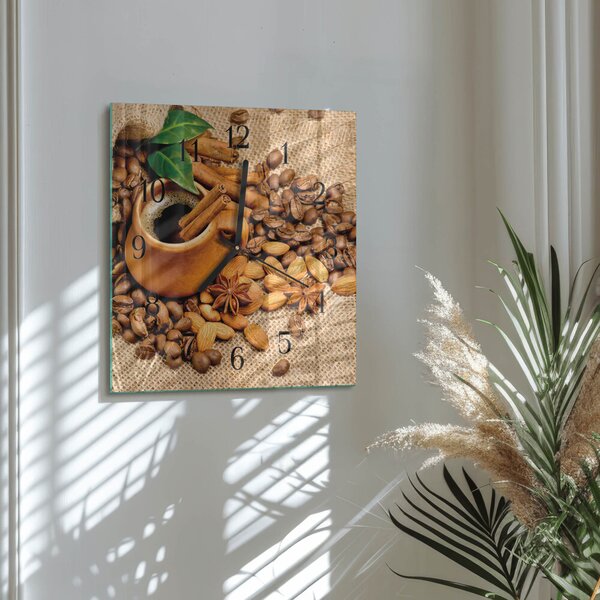 Skleněné hodiny na stěnu Skořicové mandle zskc-30x30-00177927