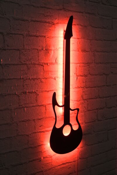 ASIR Nástěnná dekorace s led osvětlením KYTARA červená 22 cm MDF