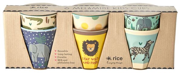 Melaminové kalíšky Jungle Animals – set 6 ks