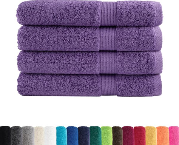 Premium ručníky SOLUND 4 ks fialové 80 x 200 cm 600 g/m²